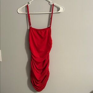 Elegant Red Ruched Dress